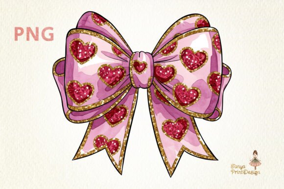 Download Valentines Glitter Bow Sublimation PNG - Valentines Collection