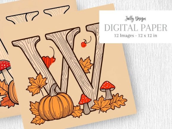 Download Capital Letter W with Autumn Decoration - Capital letter Collection
