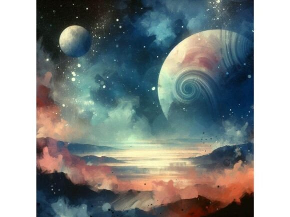 Download A Painterly Style Space Scene with Plane - Painterly style Collection