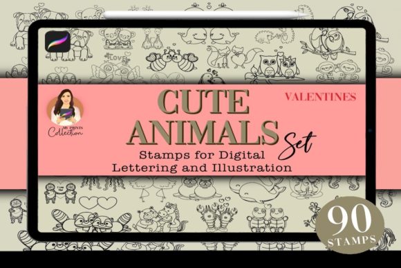 Download Cute Animals Valentines Procreate Stamps - Valentines Collection