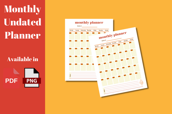 Download Monthly Undated Planner - Undated planner Collection