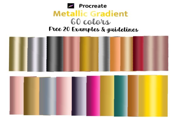 Download Procreate Metallic Gradient 60 Colors - Procreate metallic Collection