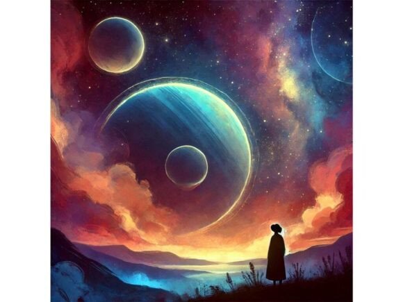 Download A Painterly Style Space Scene with Plane - Painterly style Collection