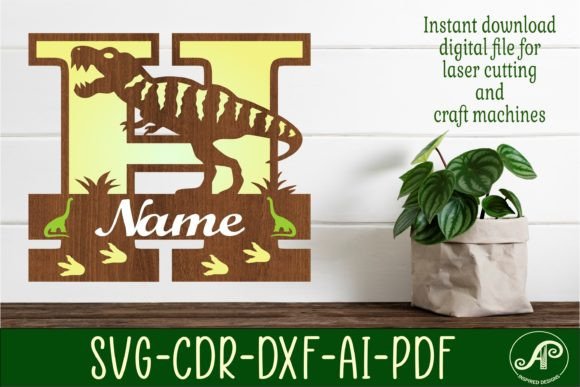 Download T Rex Monogram Capital Letter H SVG File - Capital letter Collection